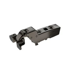 Bisagra superacodada para marco de aluminio Sensys, hasta 32 mm de grosor de puerta, con amortiguación integrada (Sensys 8631i), obsidian black, Arremetido, Ángulo de apertura 95°, montaje con tirafondos