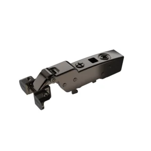Bisagra acodada para marco de aluminio Sensys, hasta 32 mm de grosor de puerta, con amortiguación integrada (Sensys 8631i), obsidian black, Semisolapado, Ángulo de apertura 95°, montaje con tirafondos