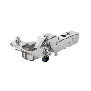 Bisagra superacodada para puertas gruesas Sensys, grosores de puerta hasta 32 mm, con amortiguación integrada (Sensys 8631i), Niquelado, Arremetido, Ángulo de apertura 95°, TH-esquema de taladrado 52 x 5,5 mm, con tacos expandibles (ø 10 x 11)