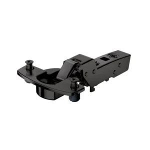 Bisagra superacodada para puertas gruesas Sensys, grosores de puerta hasta 32 mm, sin cierre automático (Sensys 8661), obsidian black, Arremetido, Ángulo de apertura 95°, TH-esquema de taladrado 52 x 5,5 mm, con tacos expandibles (ø 10 x 11)