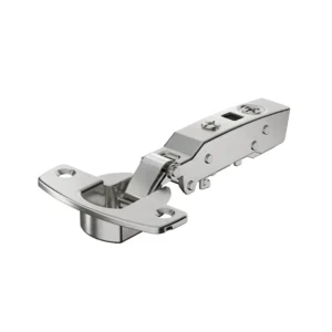 Bisagra recta para puertas gruesas Sensys, grosores de puerta hasta 32 mm, con amortiguación integrada (Sensys 8631i), Niquelado, Solapado, Ángulo de apertura 95°, TH-esquema de taladrado 52 x 5,5 mm, montaje con tirafondos