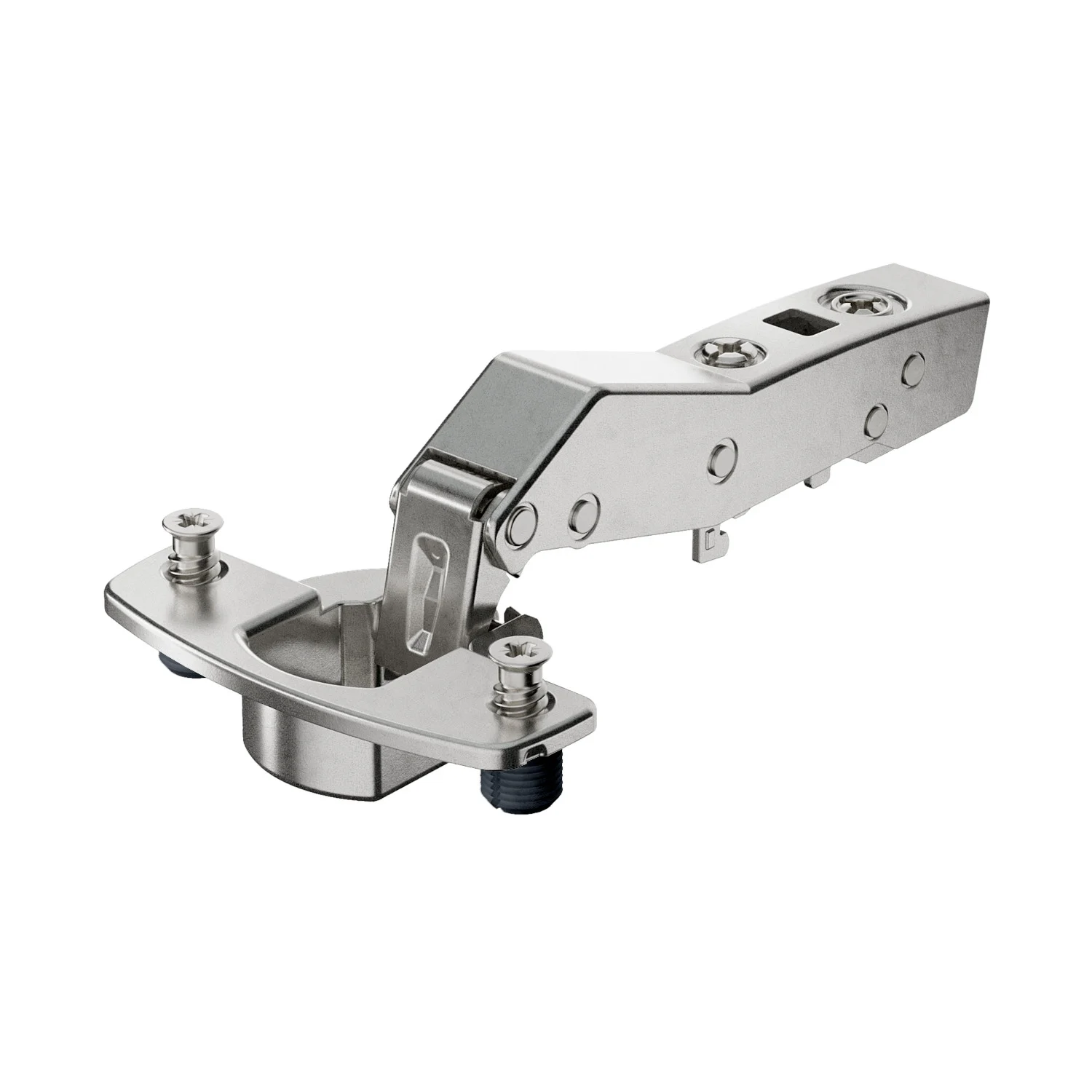 Bisagra recta de librillo angular Sensys W30 con amortiguación integrada (Sensys 8639i W30), Niquelado, Solapado, Ángulo de apertura 95°, TH-esquema de taladrado 52 x 5,5 mm, con tacos expandibles (ø 10 x 11)