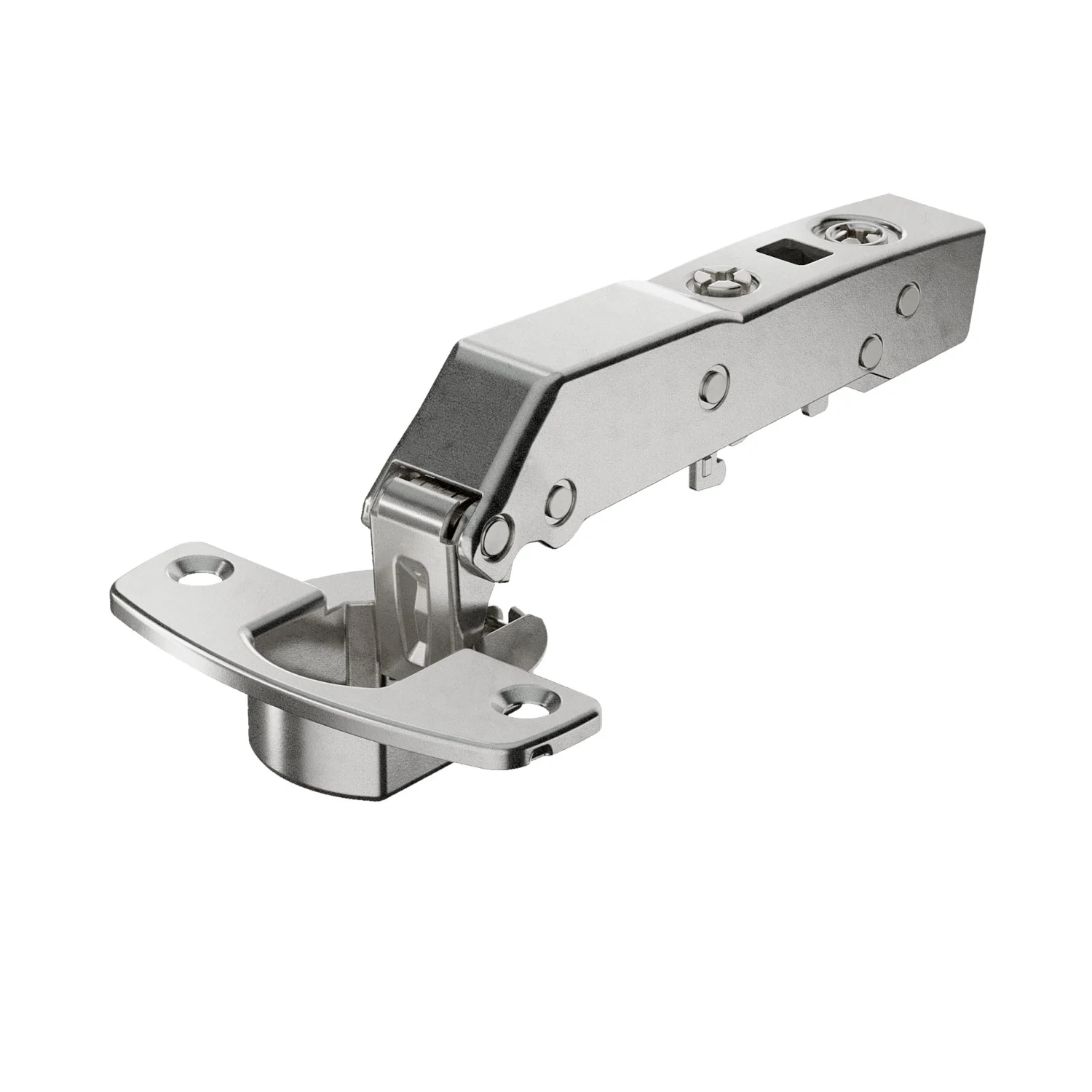 Bisagra recta de librillo angular Sensys W45 con amortiguación integrada (Sensys 8639i W45), Niquelado, Solapado, Ángulo de apertura 95°, TH-esquema de taladrado 52 x 5,5 mm, montaje con tirafondos