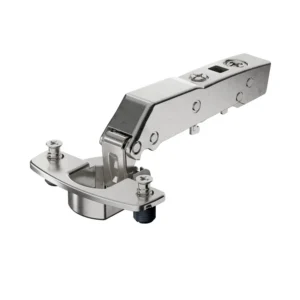 Bisagra recta de librillo angular Sensys W45 con amortiguación integrada (Sensys 8639i W45), Niquelado, Solapado, Ángulo de apertura 95°, TH-esquema de taladrado 52 x 5,5 mm, con tacos expandibles (ø 10 x 11)