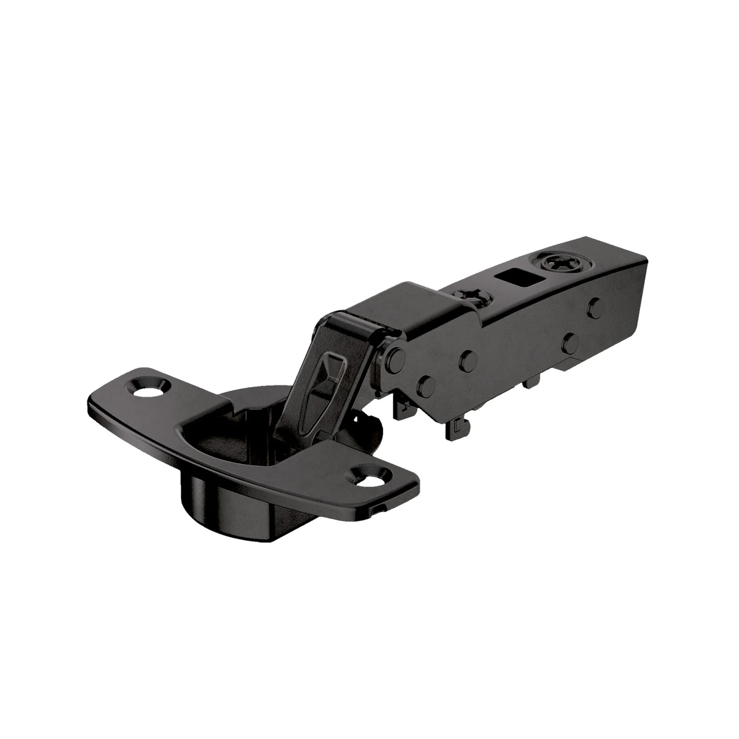 Bisagra acodada Sensys 110° con amortiguación integrada (Sensys 8645i), obsidian black, Semisolapado, Ángulo de apertura 110°, TB-esquema de taladros 45 x 9,5 mm, montaje con tirafondos
