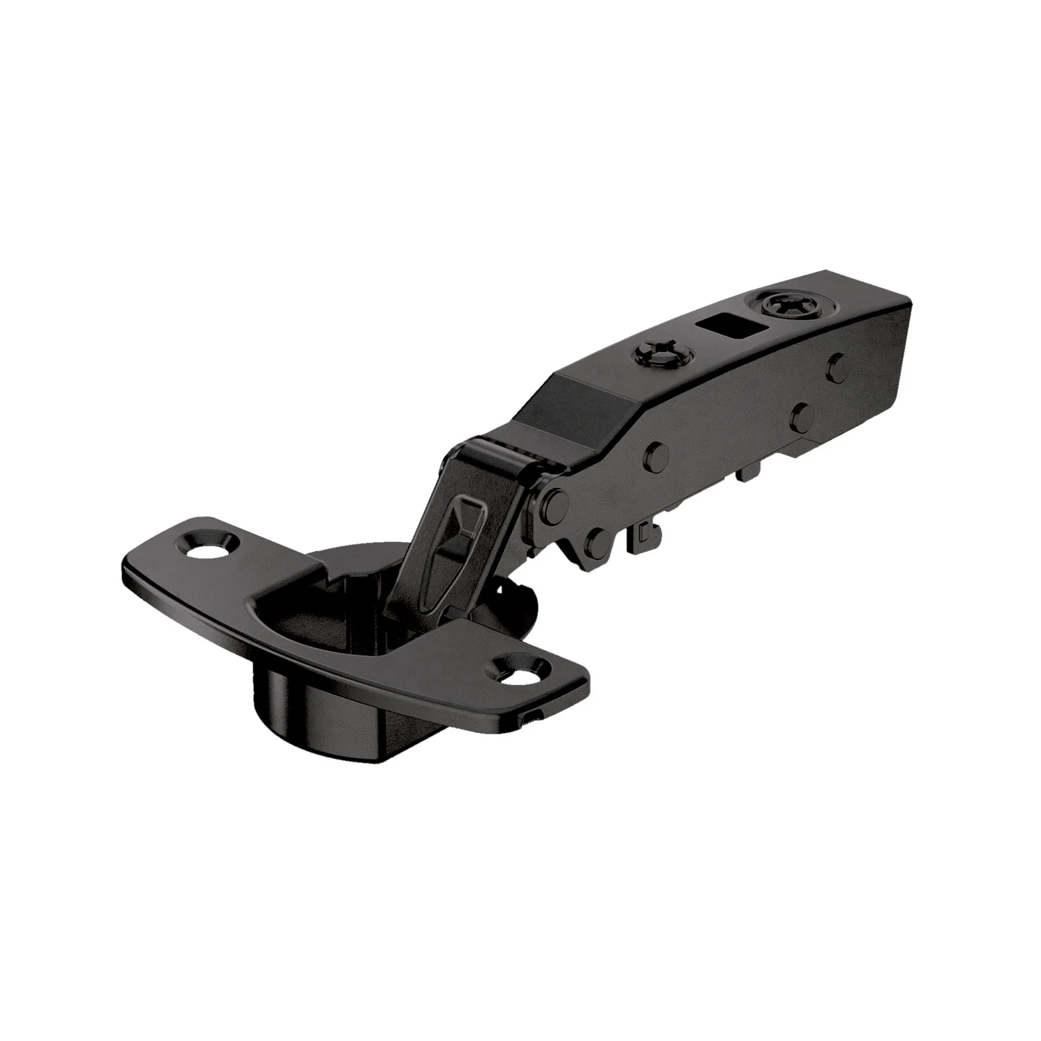 Bisagra recta Sensys 110° con amortiguación integrada (Sensys 8645i), obsidian black, Solapado, Ángulo de apertura 110°, TB-esquema de taladros 45 x 9,5 mm, montaje con tirafondos