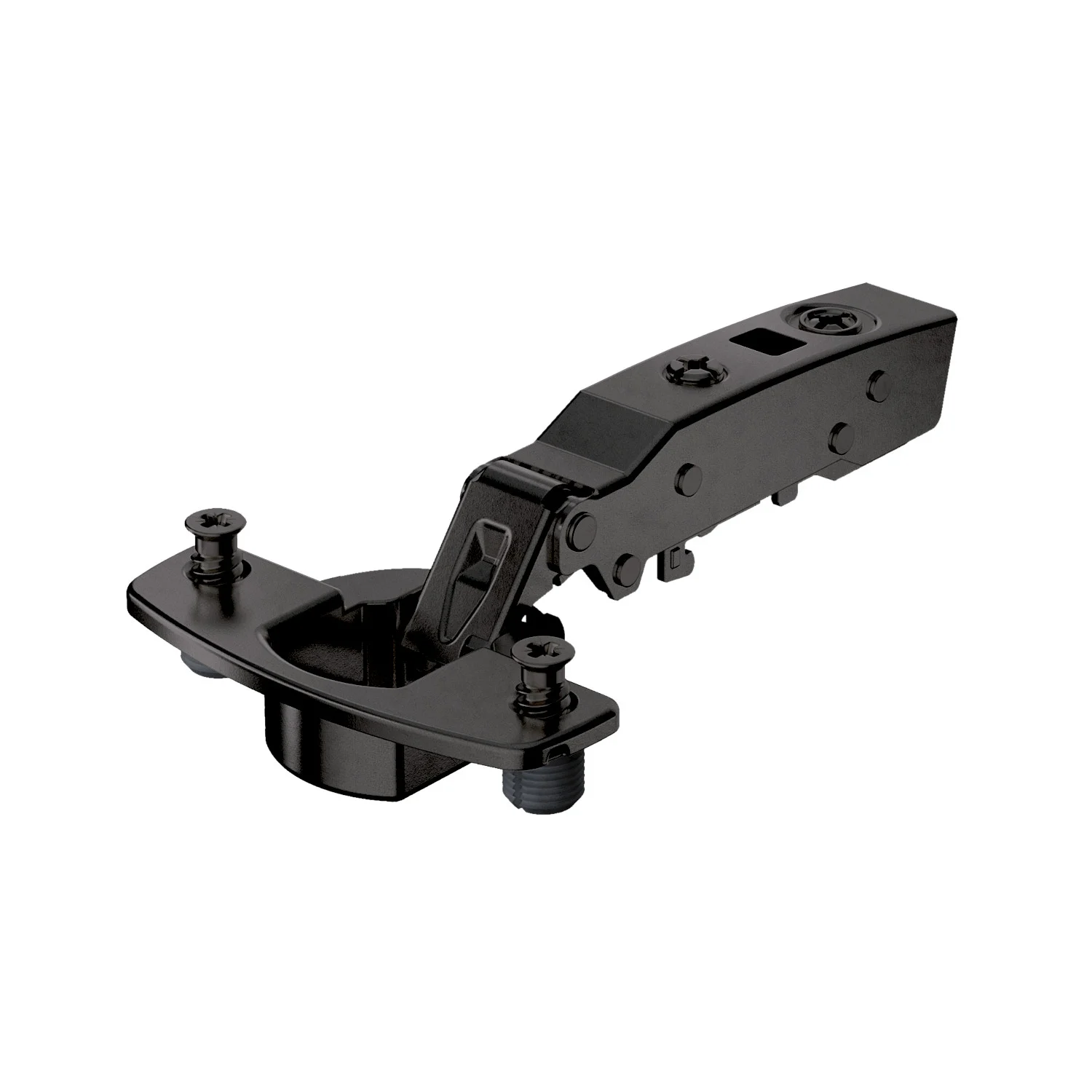 Bisagra recta Sensys 110° con amortiguación integrada (Sensys 8645i), obsidian black, Solapado, Ángulo de apertura 110°, TH-esquema de taladros 52 x 5,5 mm, con tacos expandibles (ø 10 x 11)