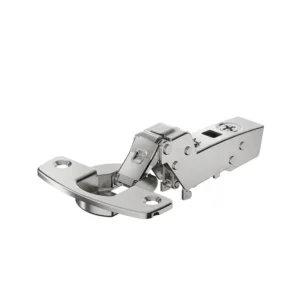 Bisagra superacodada para puerta delgada Sensys, grosor de puerta a partir de 10 mm, con amortiguación integrada (Sensys 8646i), Niquelado, Arremetido, Ángulo de apertura 110°, TH-esquema de taladrado 52 x 5,5 mm, montaje con tirafondos
