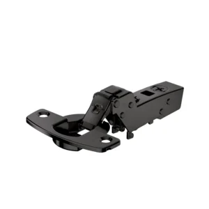 Bisagra superacodada para puerta delgada Sensys, grosor de puerta a partir de 10 mm, con amortiguación integrada (Sensys 8646i), obsidian black, Arremetido, Ángulo de apertura 110°, TH-esquema de taladrado 52 x 5,5 mm, montaje con tirafondos