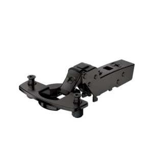 Bisagra superacodada para puerta delgada Sensys, grosor de puerta a partir de 10 mm, sin cierre automático (Sensys 8676), obsidian black, Arremetido, Ángulo de apertura 110°, TH-esquema de taladrado 52 x 5,5 mm, con tacos expandibles (ø 10 x 8)