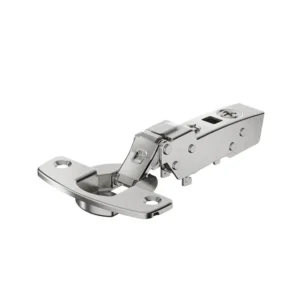 Bisagra acodada para puerta delgada Sensys, grosor de puerta a partir de 10 mm, con amortiguación integrada (Sensys 8646i), Niquelado, Semisolapado, Ángulo de apertura 110°, TH-esquema de taladrado 52 x 5,5 mm, montaje con tirafondos