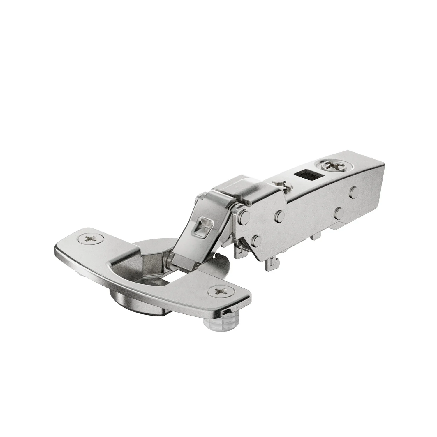 Bisagra acodada para puerta delgada Sensys, grosor de puerta a partir de 10 mm, con amortiguación integrada (Sensys 8646i), Niquelado, Semisolapado, Ángulo de apertura 110°, TB-esquema de taladrado 45 x 9,5 mm, montaje directo (ø 8 x 8)
