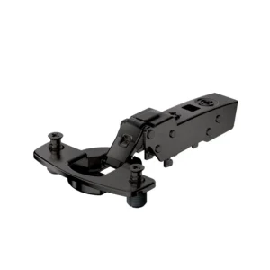 Bisagra acodada para puerta delgada Sensys, grosor de puerta a partir de 10 mm, sin cierre automático (Sensys 8676), obsidian black, Semisolapado, Ángulo de apertura 110°, TH-esquema de taladrado 52 x 5,5 mm, con tacos expandibles (ø 10 x 8)