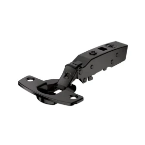 Bisagra recta para puerta delgada Sensys, grosor de puerta a partir de 10 mm, con amortiguación integrada (Sensys 8646i), obsidian black, Solapado, Ángulo de apertura 110°, TH-esquema de taladrado 52 x 5,5 mm, montaje con tirafondos