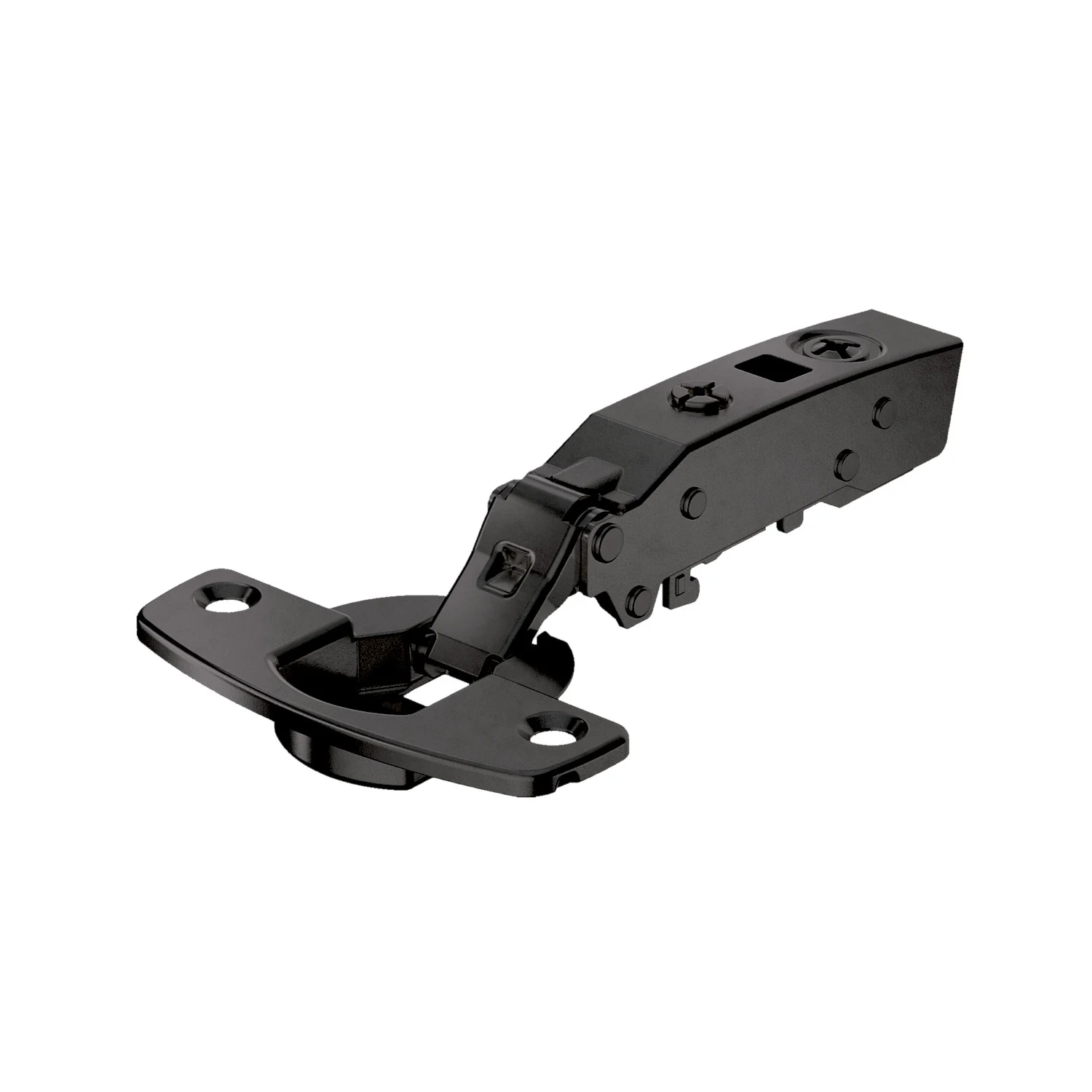 Bisagra recta para puerta delgada Sensys, grosor de puerta a partir de 10 mm, con amortiguación integrada (Sensys 8646i), obsidian black, Solapado, Ángulo de apertura 110°, TH-esquema de taladrado 52 x 5,5 mm, montaje con tirafondos