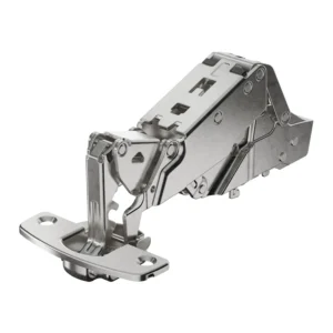 Bisagra acodada de gran ángulo Sensys, con resalte cero, con amortiguación integrada (Sensys 8657i), Niquelado, Semisolapado, Ángulo de apertura 165°, TH-esquema de taladrado 52 x 5,5 mm, montaje con tirafondos