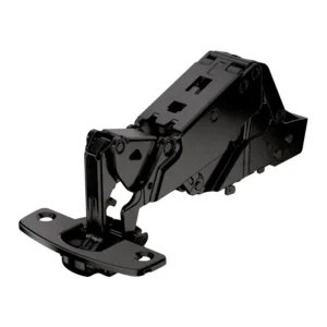 Bisagra acodada de gran ángulo Sensys, con resalte cero, con amortiguación integrada (Sensys 8657i), obsidian black, Semisolapado, Ángulo de apertura 165°, TH-esquema de taladrado 52 x 5,5 mm, montaje con tirafondos