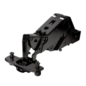 Bisagra acodada de gran ángulo Sensys, con resalte cero, sin cierre automático (Sensys 8687), obsidian black, Semisolapado, Ángulo de apertura 165°, TH-esquema de taladrado 52 x 5,5 mm, con tacos expandibles (ø 10 x 11)