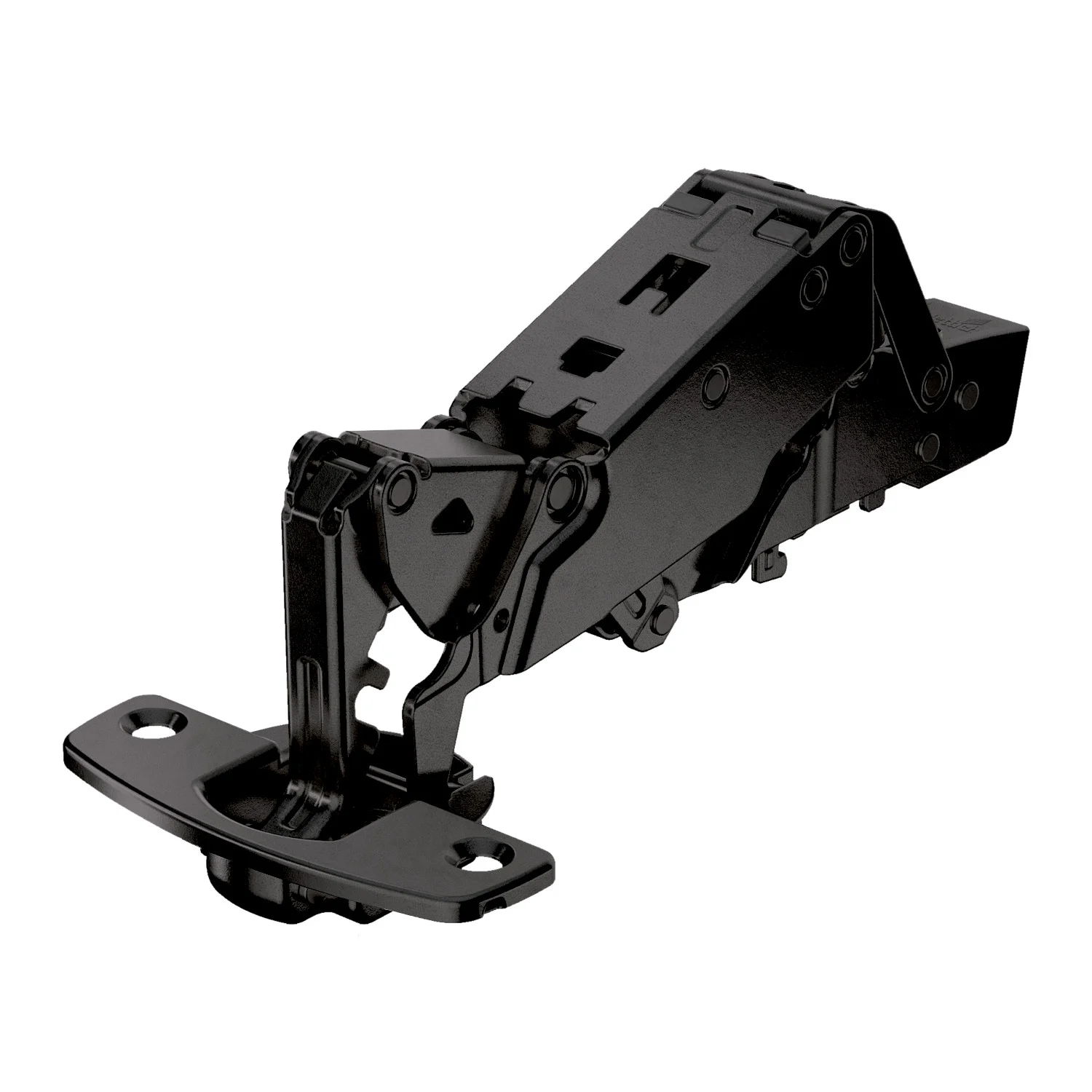 Bisagra recta de gran ángulo Sensys, con resalte cero, con amortiguación integrada (Sensys 8657i), obsidian black, Solapado, Ángulo de apertura 165°, TH-esquema de taladrado 52 x 5,5 mm, montaje con tirafondos