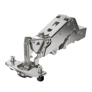 Bisagra recta de gran ángulo Sensys, con resalte cero, con amortiguación integrada (Sensys 8657i), Niquelado, Solapado, Ángulo de apertura 165°, TH-esquema de taladrado 52 x 5,5 mm, con tacos expandibles (ø 10 x 11)