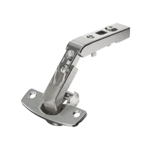 Bisagra recta para puertas plegables de armario de esquina sin cierre automático (Intermat 9930), Niquelado, Solapado, Ángulo de apertura 50° / 65°, esquema de taladros TH 52 x 5,5 mm, montaje con tirafondos