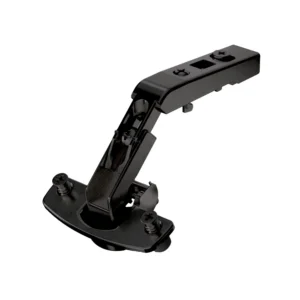 Bisagra recta para puertas plegables de armario de esquina sin cierre automático (Intermat 9930), obsidian black, Solapado, Ángulo de apertura 50° / 65°, esquema de taladros TH 52 x 5,5 mm, montaje con tirafondos