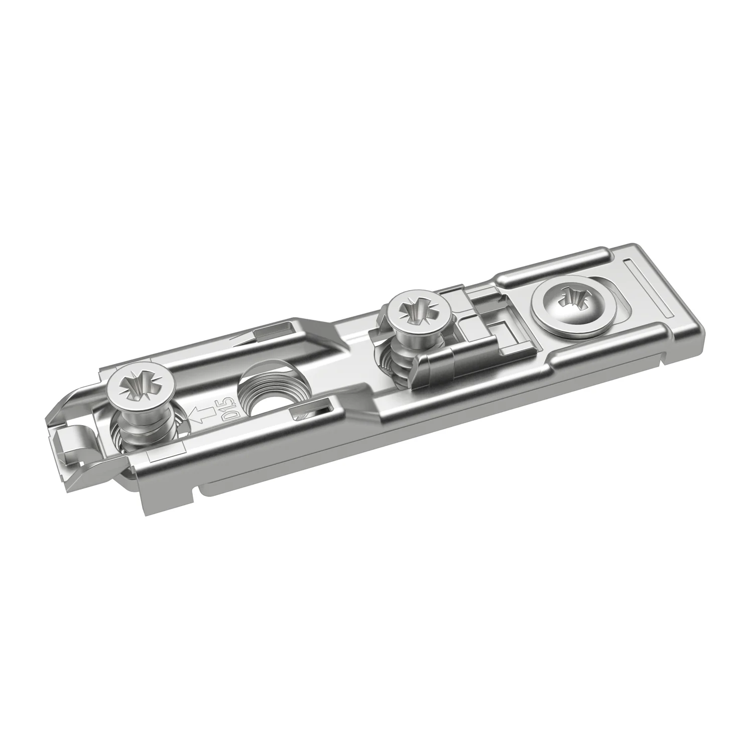 Suplemento recto con Ajuste de altura directo, Niquelado, Hilera de taladros 20 x 32 mm, con tornillos euro (para taladro ø 5 x 12 mm), calce 1.5 mm