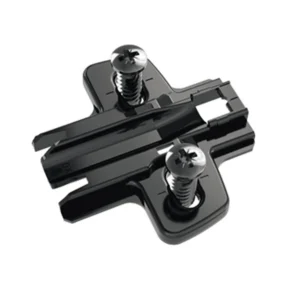 Suplemento de avión con Ajuste de altura agujeros longitudinales, obsidian black, Hilera de taladros 37 x 32 mm, con tornillos euro (para taladro ø 5 x 12 mm), calce 0.0 mm