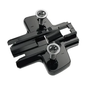Suplemento de avión con Ajuste de altura agujeros longitudinales, obsidian black, Hilera de taladros 37 x 32 mm, Hettich Direkt con resalte piloto y tornillos especiales (para taladro ø 5 x 7,5 mm), calce 0.0 mm