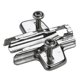 Suplemento de avión con Ajuste de altura agujeros longitudinales, Niquelado, Hilera de taladros 37 x 32 mm, Hettich Direkt con resalte piloto y tornillos especiales (para taladro ø 5 x 7,5 mm), calce 3.0 mm
