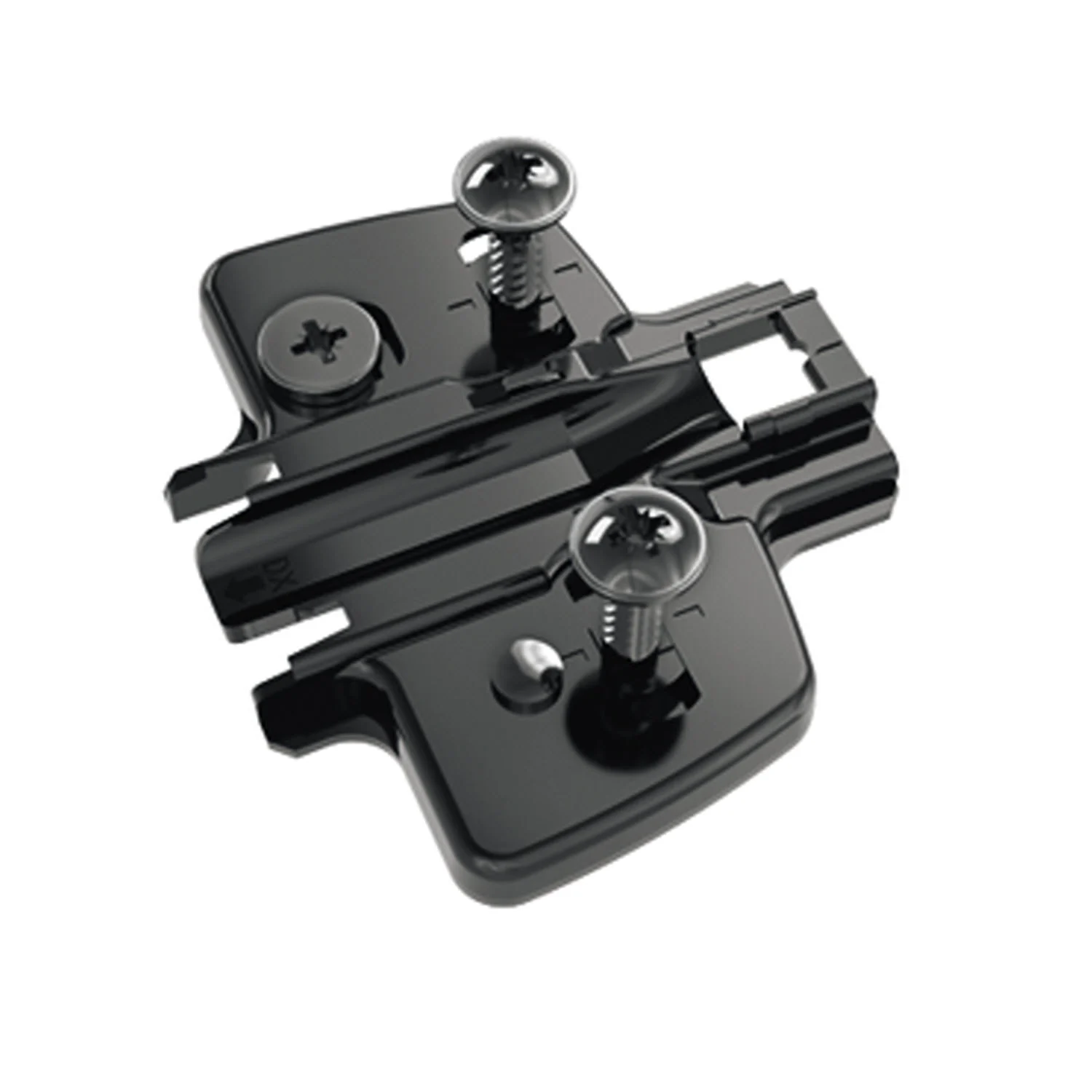 Suplemento de avión con Ajuste de altura directo, obsidian black, Hilera de taladros 37 x 32 mm, Hettich Direkt con resalte piloto y tornillos especiales (para taladro ø 5 x 7,5 mm), calce 0.0 mm