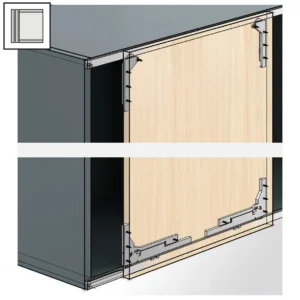 SlideLine M Set de herrajes para puertas amortiguadas (amortiguación de cierre, apertura y colisión), 30 kg, ancho de puerta mínimo 450 mm