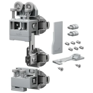 WingLine L, Set de herrajes pesado con guía inferior, 25 kg, Gris, a la derecha, con cierre automático