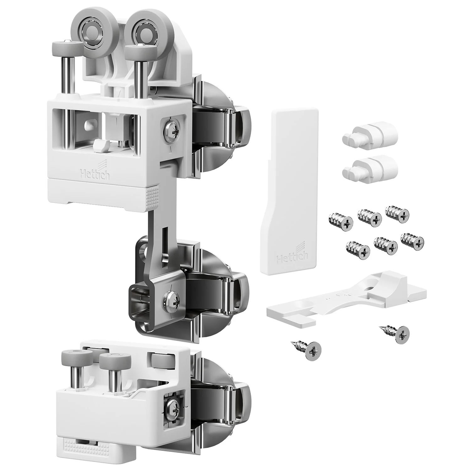 WingLine L, Set de herrajes pesado con guía inferior, 25 kg, Blanco, a la derecha, con cierre automático