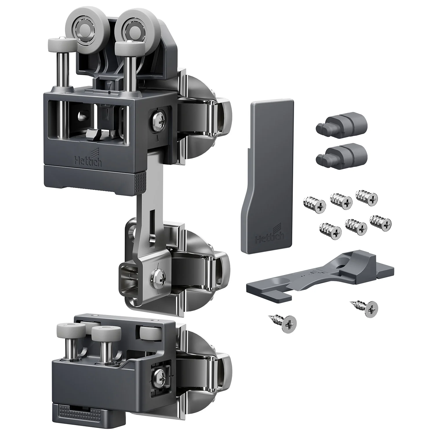 WingLine L, Set de herrajes pesado con guía inferior, 25 kg, antracita, a la derecha, con cierre automático