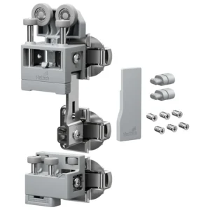 WingLine L, Set de herrajes pesado con guía inferior, 25 kg, Gris, a la derecha, sin cierre automático