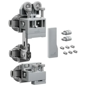 WingLine L, Set de herrajes pesado con guía inferior, 25 kg, Gris, a la izquierda, sin cierre automático