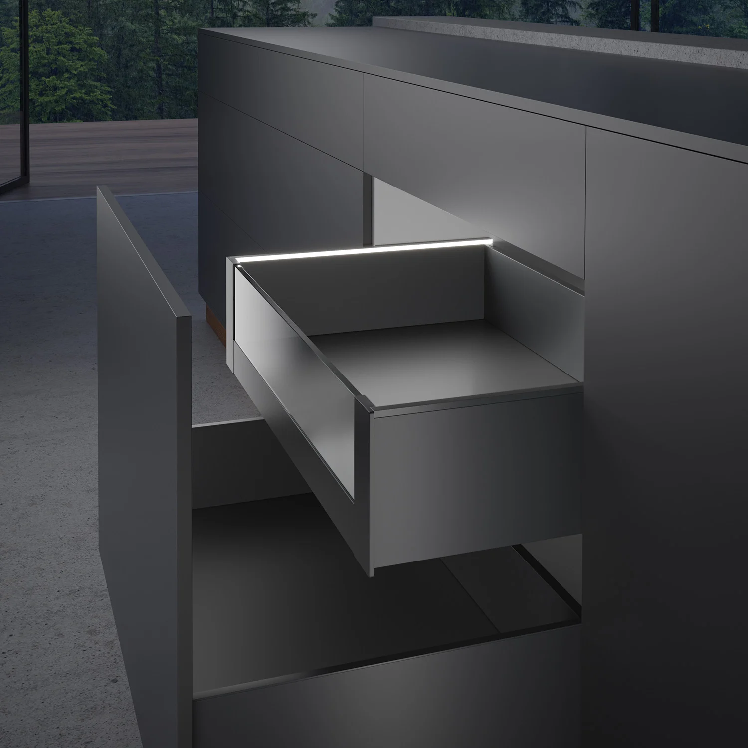 AvanTech YOU  Set conector para frente interior de diseño, Altura de sistema 187, Blanco, Para costado con Iluminación