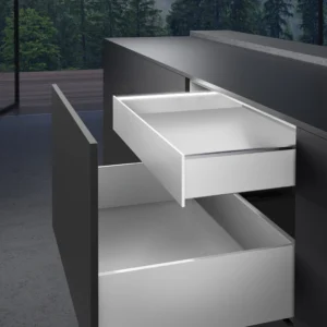 AvanTech YOU Set de conectores para frente interior para cortar a medida, Altura de sistema 101, Blanco, Para costado con Iluminación