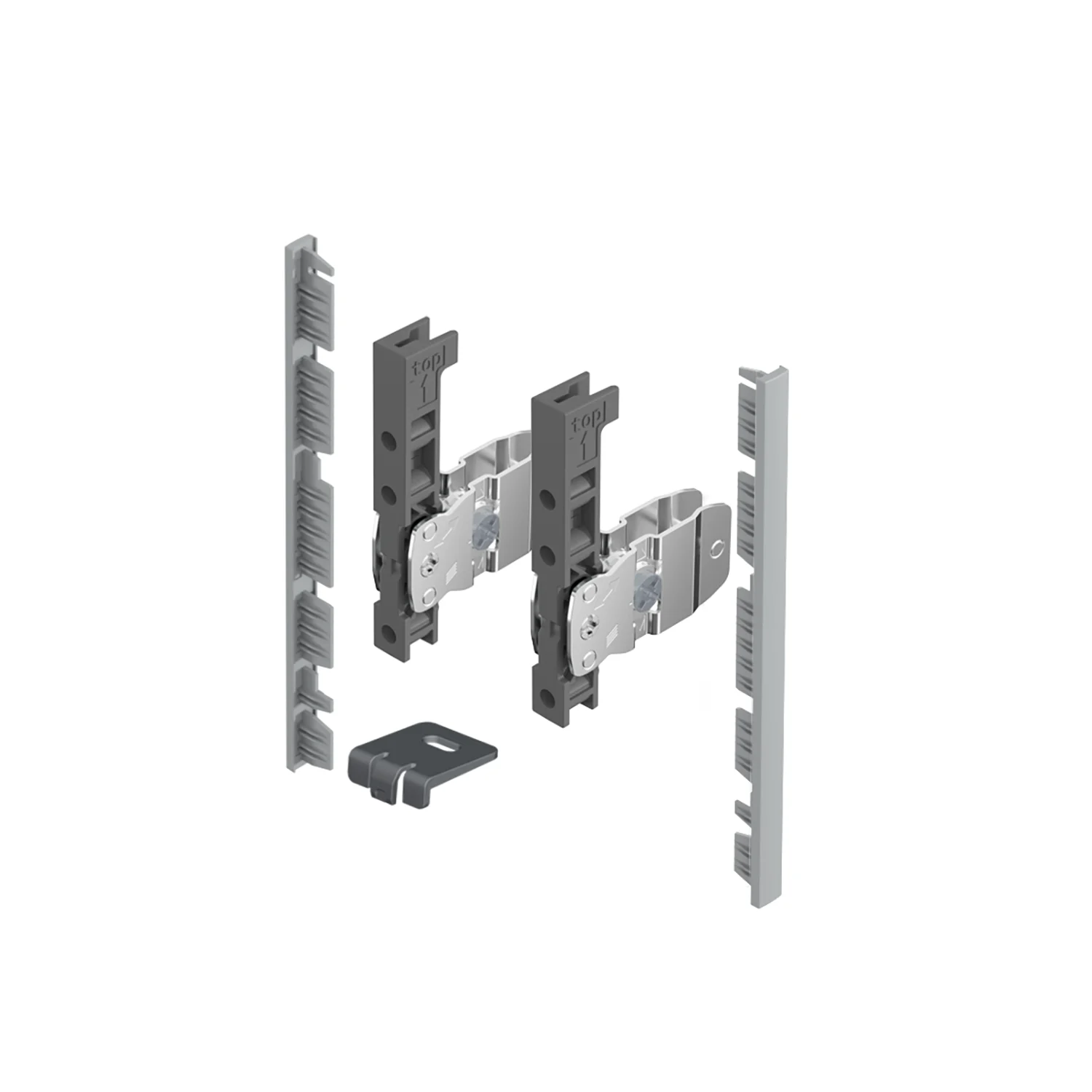 AvanTech YOU Set de conectores para frente interior para cortar a medida, uso con costado, altura de sistema 139, plata