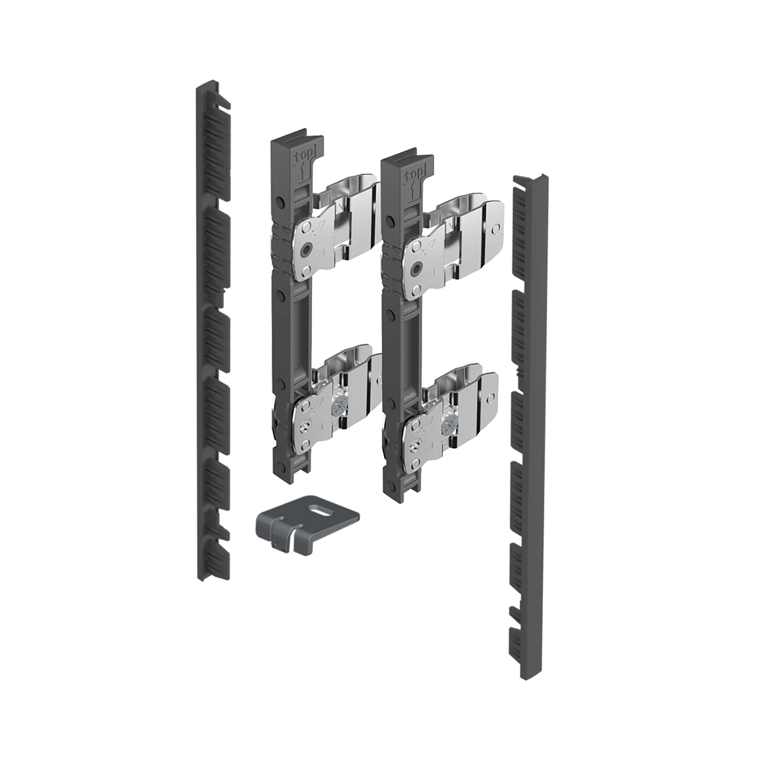 AvanTech YOU Set de conectores para frente interior para cortar a medida, uso con costado, altura de sistema 187, antracita
