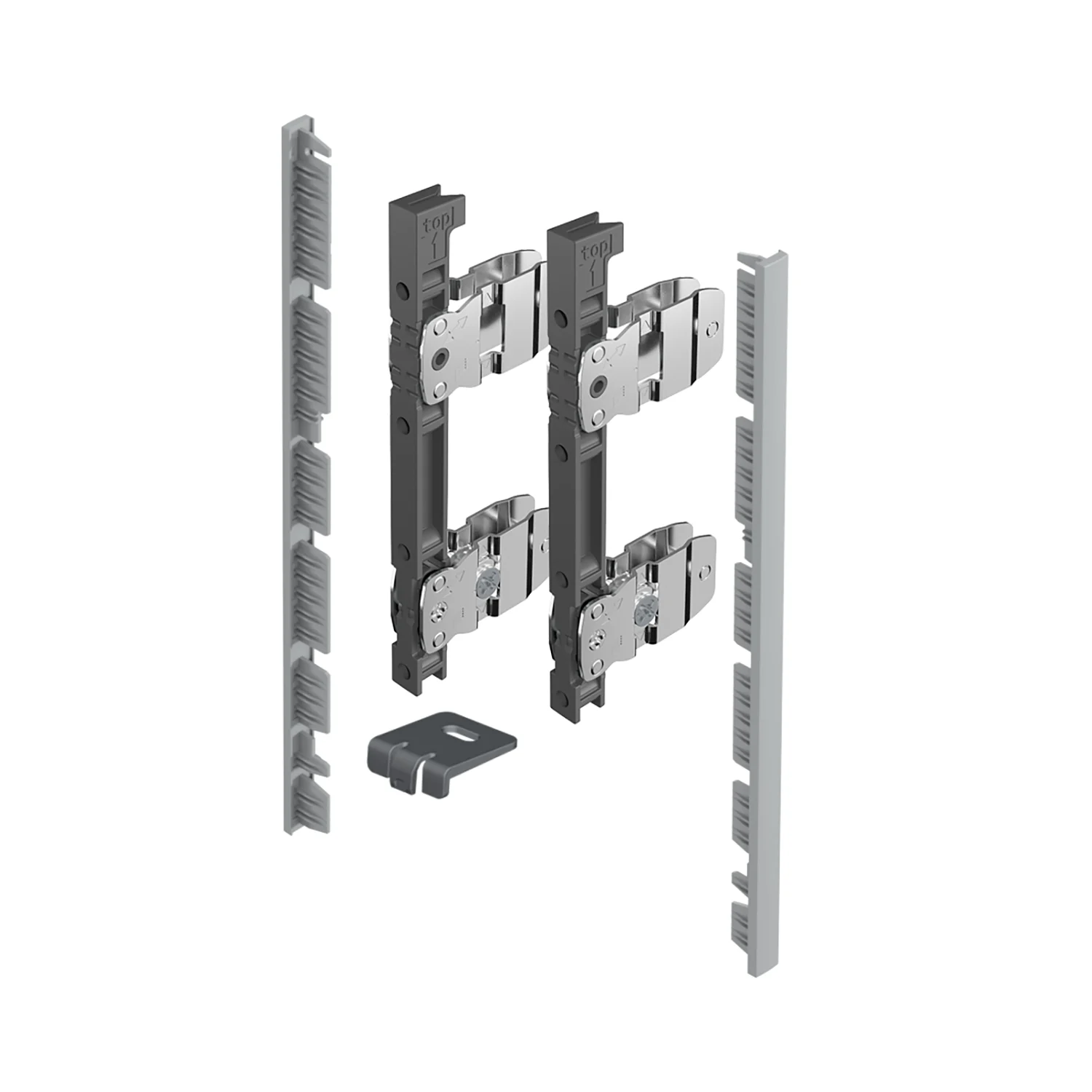 AvanTech YOU Set de conectores para frente interior para cortar a medida, uso con costado, altura de sistema 187, plata