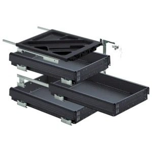 Set de cajonera con extracciones parciales, Profundidad de montaje (mín.) 530 mm, Negro