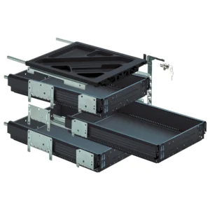 Set de cajonera con extracciones totales, Profundidad de montaje (mín.) 530 mm, Negro