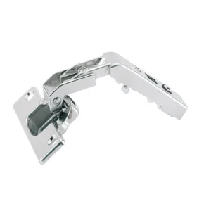 Bisagra recta Intermat para puertas plegables de armario de esquina sin cierre automático (Intermat 9930), Solapado, Ángulo de apertura 50° / 65°, esquema de taladros TH 52 x 5,5 mm, montaje con tirafondos