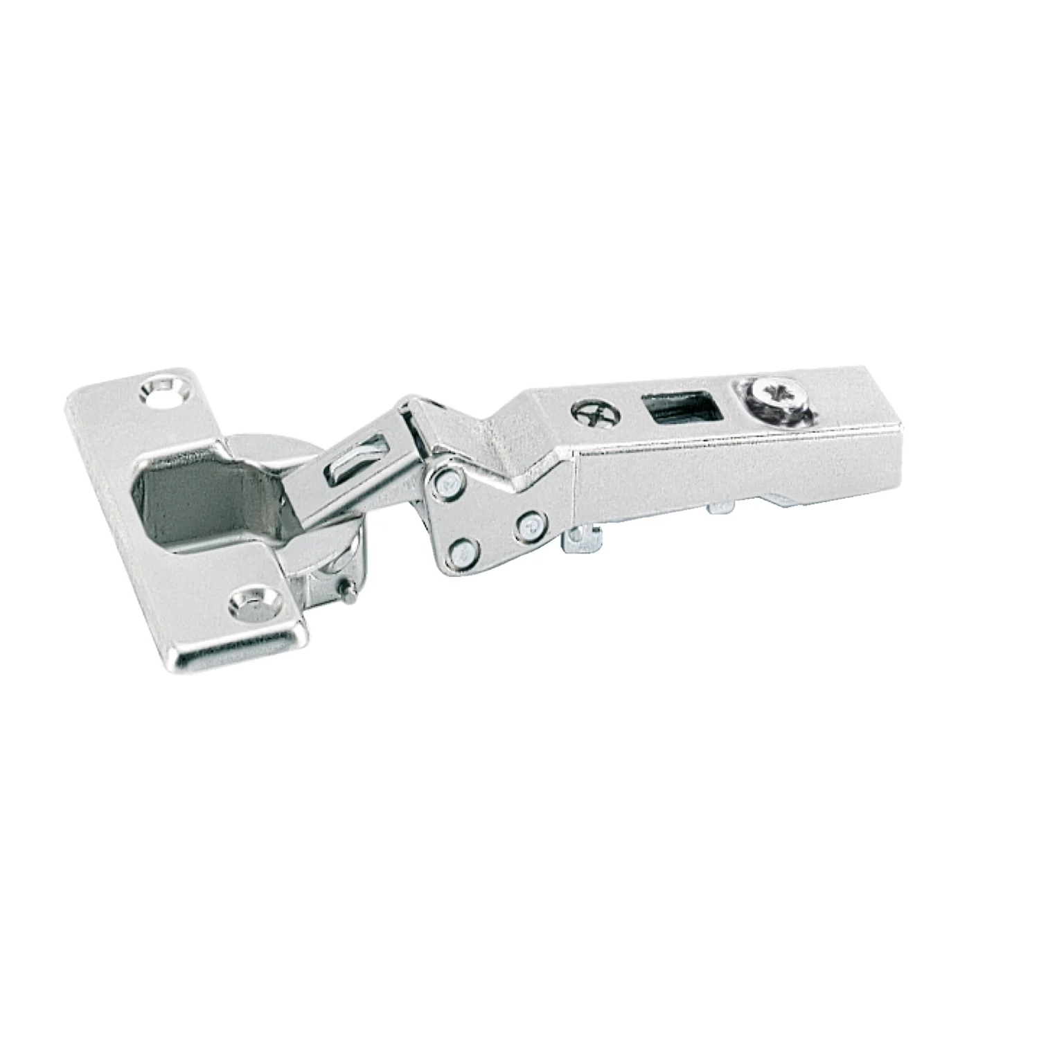 Bisagra recta angular Intermat W-30 (Intermat 9944 W-30), Solapado, Ángulo de apertura 125°, esquema de taladros TH 52 x 5,5 mm, montaje con tirafondos