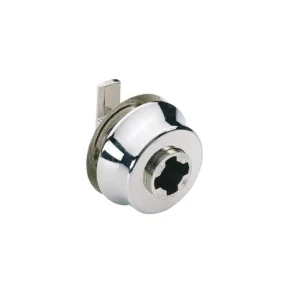 Cerradura de bombillo para puerta corredera de cristal tipo 326 con función de pulsador giratorio, aspecto aluminio